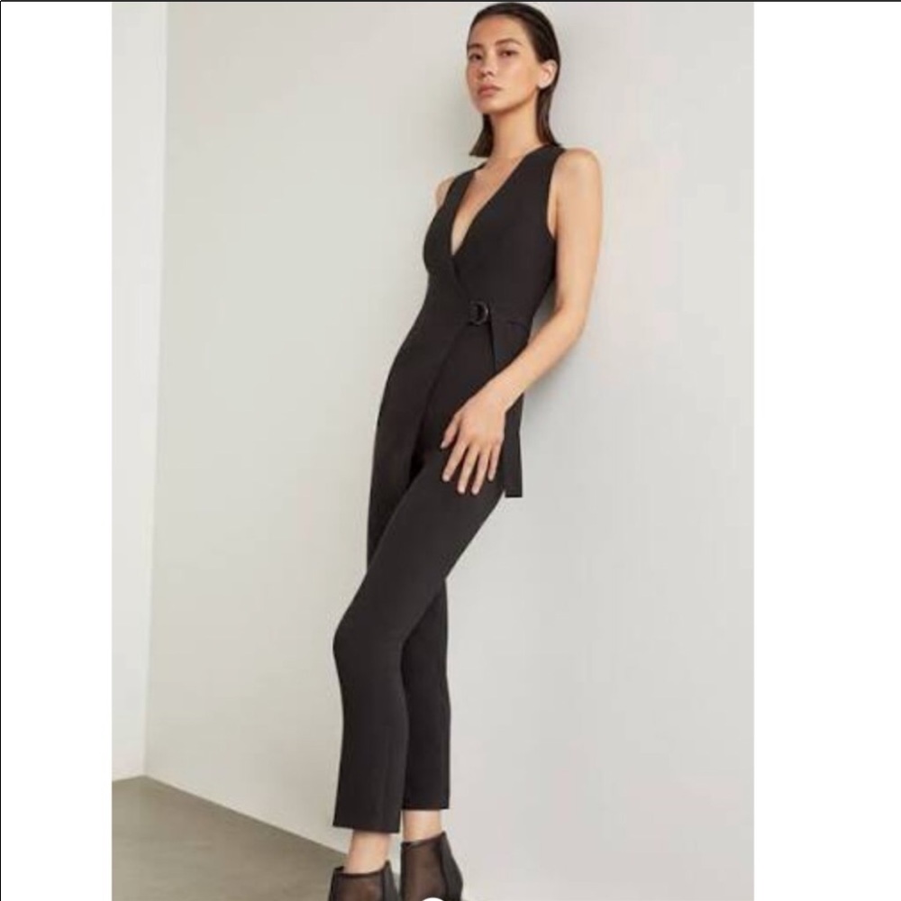 BCBG MaxAzria Black wrap front jumpsuit Sz Small